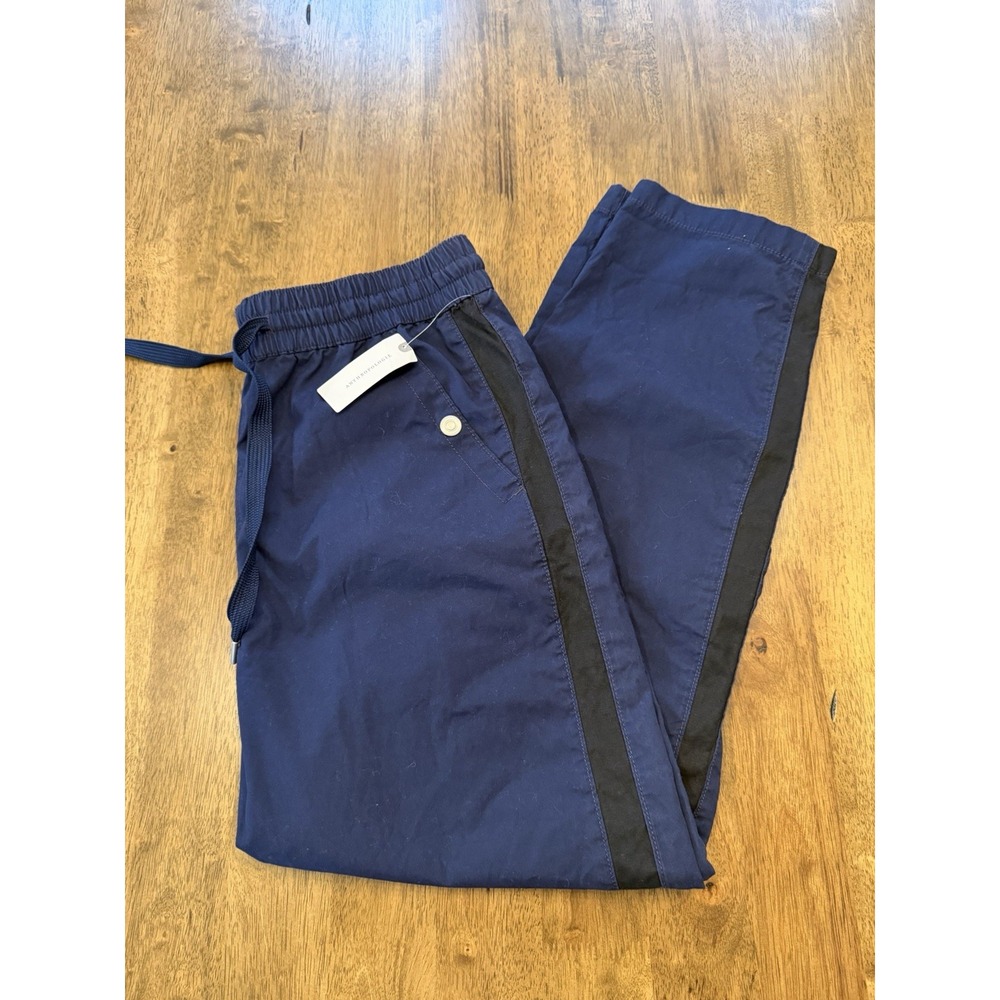 NWT Maeve Anthropologie Tenley Twill Track Pants Joggers Size M Navy Blue